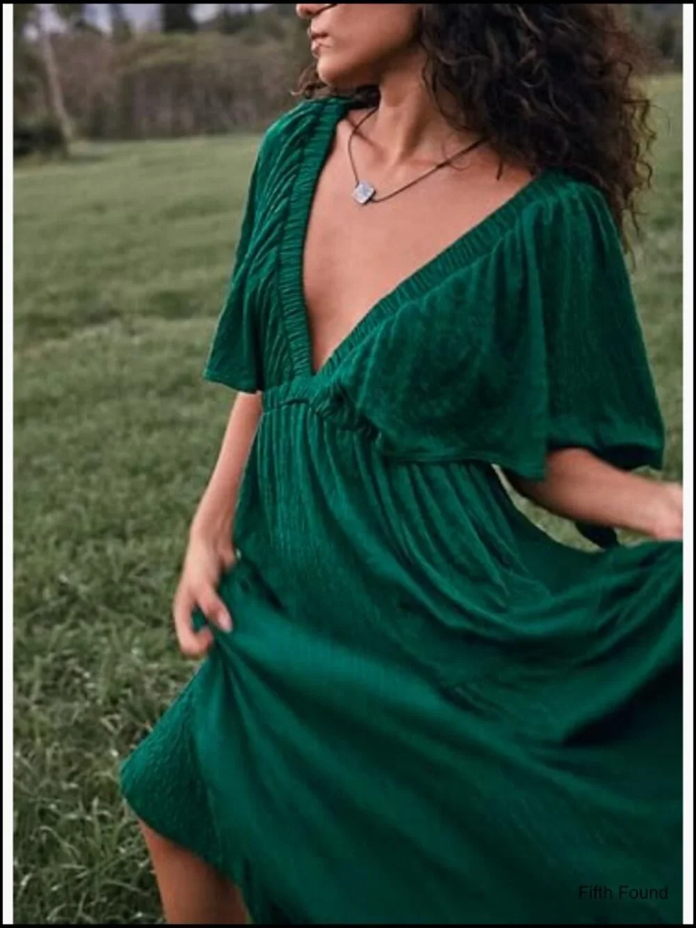 Sexy V-Neck Maxi Dress Flutter Sleeve Backless Tiered A-Line Flowy - Picture 5 of 7